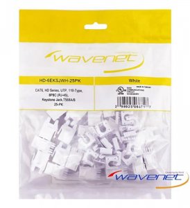 Wavenet WAV-6EKSJWH-25PK Cat6 Jack Sdj Series White 25 Pack