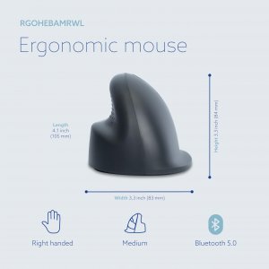 Rgo RGOHEBAMRWL R-go He Basic Enomic Mouse, Medium (hand Size 165-185m