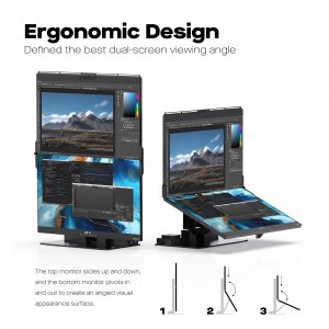 Mobile 116-1001P03 Geminos-t Dual 24 Stacked Computer Monitors With 10