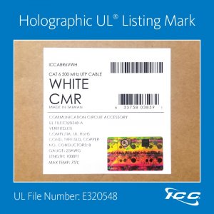 International ICCABR6VWH White 1000 Ft Cat 6 500 Utp Solid Cable - Cmr