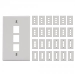 International IC107F3CWH Flat 1-gang 3-port Face Plate - 25 Pack, Whit