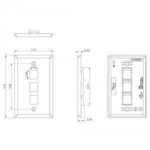 International IC107F3CWH Flat 1-gang 3-port Face Plate - 25 Pack, Whit