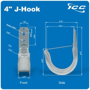 International ICCMSJHK55 J-hook Cable Supports - 4 Inch, Pack Of 25