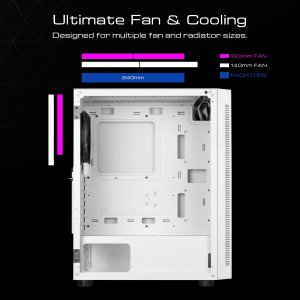 Gamdias GD-ARGUS E4 ELITE WH Argus E4 Elite White Atx Mid Tower Case