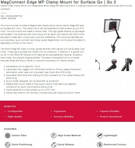 The MWM400MP103 Magconnect Edge Mp Clamp Mount For Surface Go 4 Go 3 G