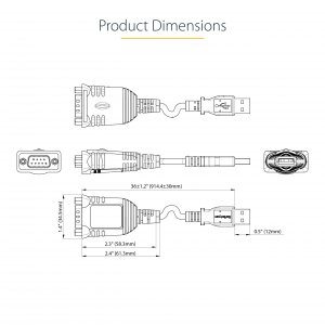 Startech 1P3FP-USB-SERIAL Cable 1p3fp-usb-serial 3ft Usb To Serial Cab