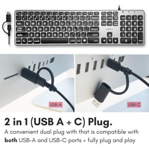 Macally UCABLZKEYLPSG Backlit Mac Keyboard Usb-c A