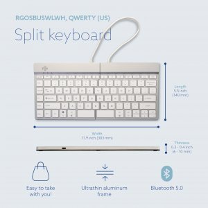 Rgo RGOSBUSWLWH R-go Enomic Keyboard, Split Keyboard With Break Light,