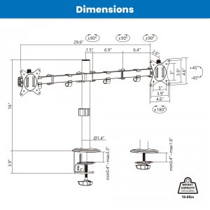 Mount MI-4752 Mi 4752 Dual Monitor Mount