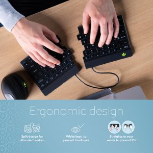 Rgo RGOSBUSWLBL R-go Enomic Keyboard, Split Keyboard With Break Light,