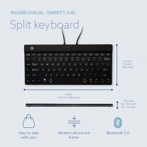 Rgo RGOSBUSWLBL R-go Enomic Keyboard, Split Keyboard With Break Light,