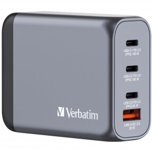 Verbatim 32202 , , 100w, 4-port, Gan, Wall Charger, Usb-c Pd Ports, Us