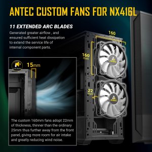 Antec NX416L Mid-tower Atx Gaming Case With Argb Fans