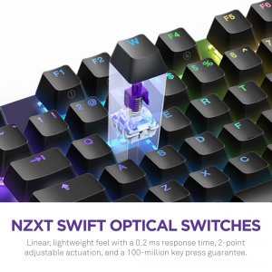 Nzxt KB-001NB-US Kb Kb-001nb-us Function 2 Per-key Rgb Usb-c T Usb-a W