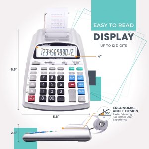 Adesso CP-90AS Ac Cp-90as 12 Digits Printing Calculator Silver Retail