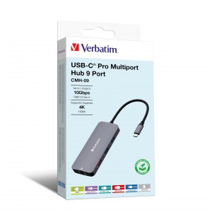 Verbatim 32152 , Usb-c, Pro Multiport Hub, Cmh09,9 Ports, Hdmi,rj45,us