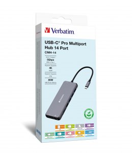 Verbatim 32154 , Usb-c,pro Multiport Hub,cmh14, 14 Ports, Hdmi,vga,rj4