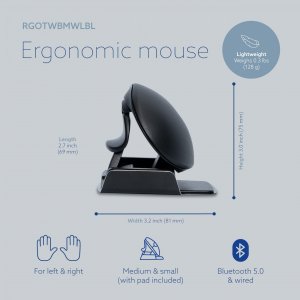 Rgo RGOTWBMWLBL R-go Twister Enomic Mouse, Portable, Ambidextrous