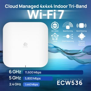 Engenius ECW536 Access Point  Wi-fi 7 4x4x4 Indoor Ceiling Mount Tri-b