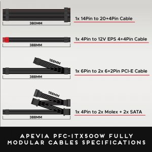 Apevia ITX-PFC500W 500w Fully Modular Mini Itx Power Supply