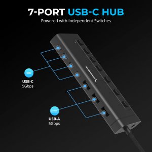 Sabrent HB-3A4C Usb-c Hub 7-port 20w