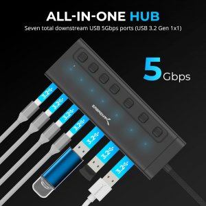 Sabrent HB-3A4C Usb-c Hub 7-port 20w