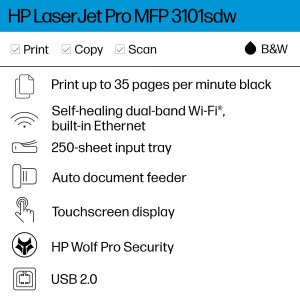 Original Hp 9D2X4F#BGJ Laserjet Pro Mfp 3101sdw