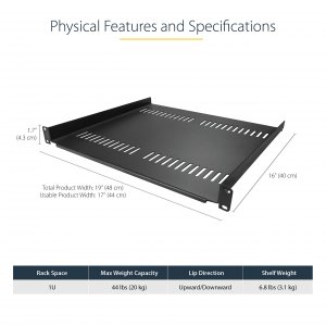 Startech CABSHELF116V2PK 2-pack 1u Rack Shelf, Vented