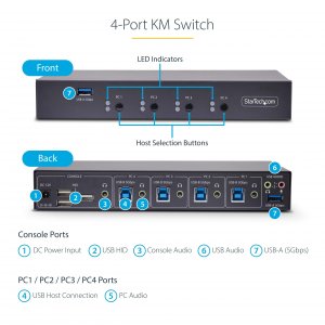 Startech P4A20132-KM-SWITCH 4-port Km Switch, Usb Switch