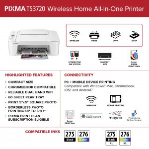 Canon 6671C022 Pixma Ts3720 White  Ts3720