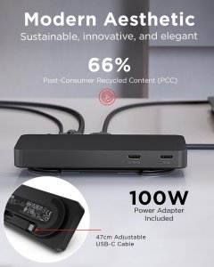 Lenovo 40B90100US Dual Display Dock + 100w Us