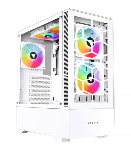 Apevia ECLIPSE-WH Eclipse Mid Tower Case With 5 Argb Fans - White