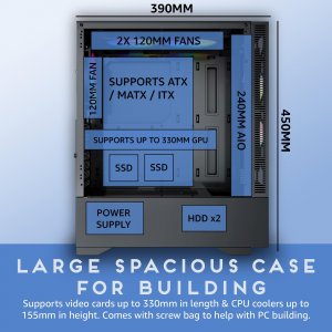 Apevia ECLIPSE-BK Eclipse Mid Tower Case With Argb Fans  Glass Panel