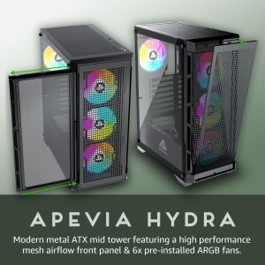 Apevia HYDRA-BK Hydra Eclipse-bk Atx Mid Tower Case With Rgb Fans