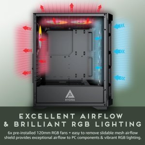 Apevia HYDRA-BK Hydra Eclipse-bk Atx Mid Tower Case With Rgb Fans