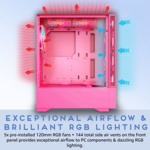 Apevia ECLIPSE-PK Eclipse Pink Atx Mid Tower Case With Argb Fans