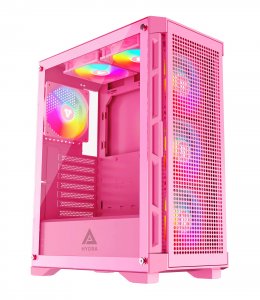 Apevia HYDRA-PK Hydra Mid Tower Case With Rgb Fans - Pink