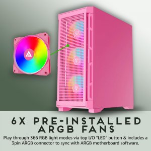 Apevia HYDRA-PK Hydra Mid Tower Case With Rgb Fans - Pink