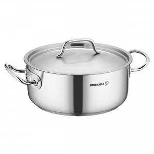 Korkmaz A2739 Gastro Proline 4.5 Liter Stainless Steel Low Casserole W