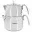 Korkmaz A028 Perla Maxi Stainless Steel 1.2 Liter Tea Pot And 2 Liter 