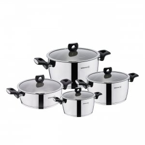 Korkmaz A2988 Nora 8 Piece Stainless Steel Casserole Cookware Set