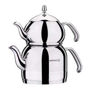 Korkmaz A221 Efendi 1.1 Liter Tea Pot And 2.4 Liter Kettle Set In Silv