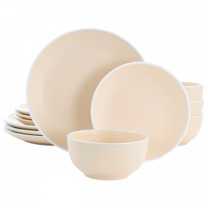 North 97179.12 Spice By Tia Mowry Creamy Tahini 12 Piece Stoneware Din