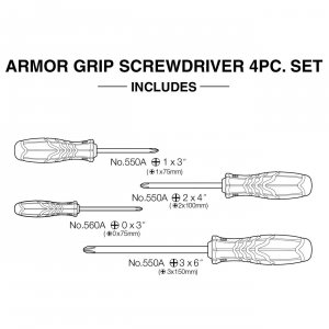 Vesseltools 550APH4PBU Vessel Armor Grip 4-piece Screwdriver Set - No.