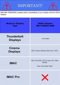 Amer MD179ZM/A-AMR Vesa Kit Imac, Led Cinema Or Thunderbolt