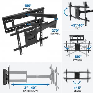 Mount-it! MI-372 This Extra Long Arm Tv Mount With Full Motion Capabil