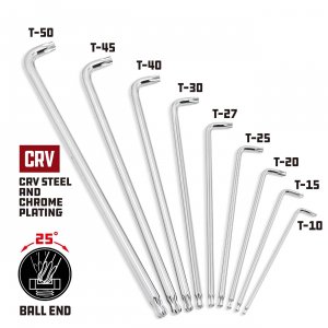 Powerbuilt 240101 Stubby Long Arm Torx Wrench Set - 9 Pieces