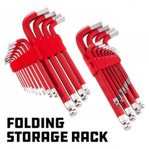 Powerbuilt 941641 Red Sae Long Arm Magnetic Hex Key Wrench Set