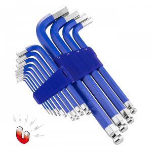 Powerbuilt 941642 13-piece Blue Metric Magnetic Hex Key Wrench Set