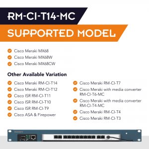 Rackmount RM-FR-T17 Rack Mount Kit For Cisco Meraki Mx68  Mx68w  Mx75 